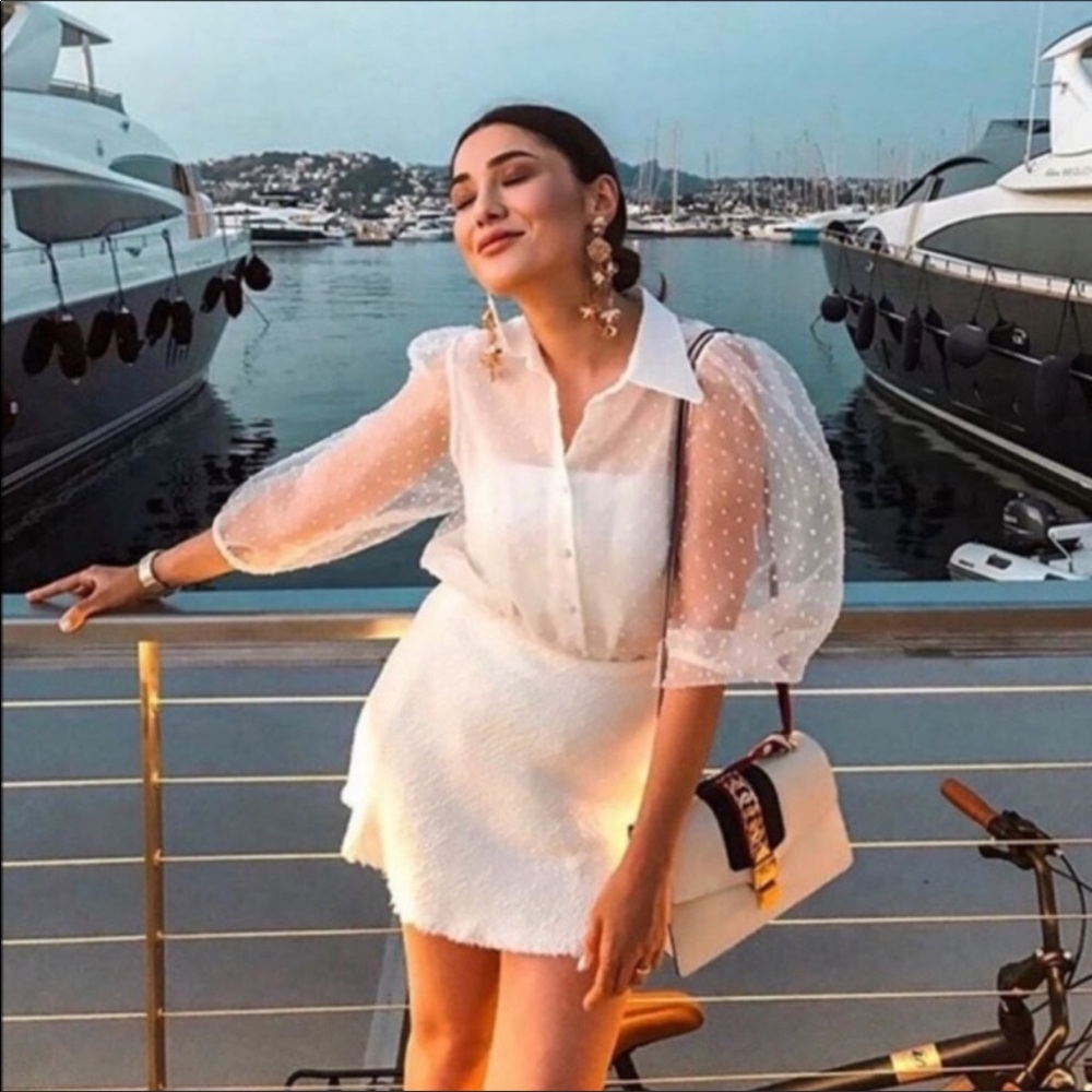 Zara Swiss dot organza blouse